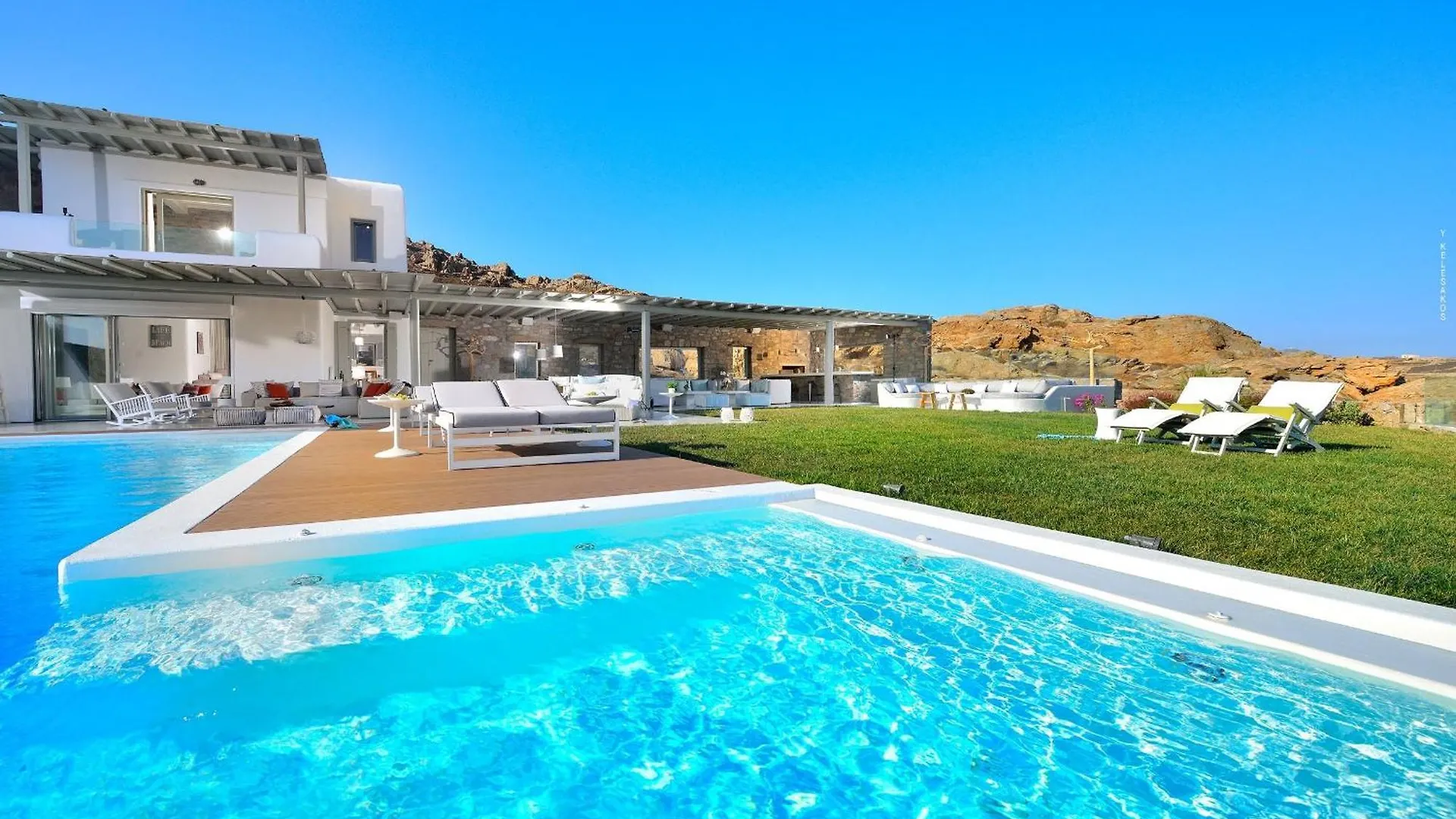 Outstanding Mykonos Villa 6 Bedrooms Villa Agamemnon Sauna Jacuzzi Panoramic Sea Views Elia   Elia (Mykonos)
