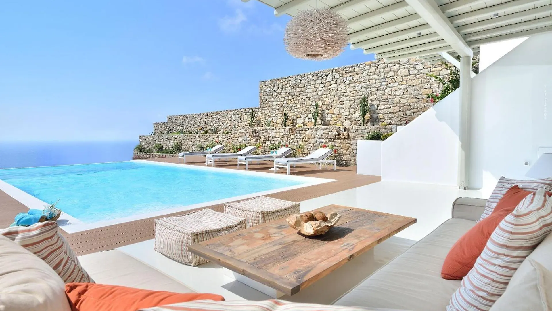 Outstanding Mykonos Villa 6 Bedrooms Villa Agamemnon Sauna Jacuzzi Panoramic Sea Views Elia  Elia (Mykonos)