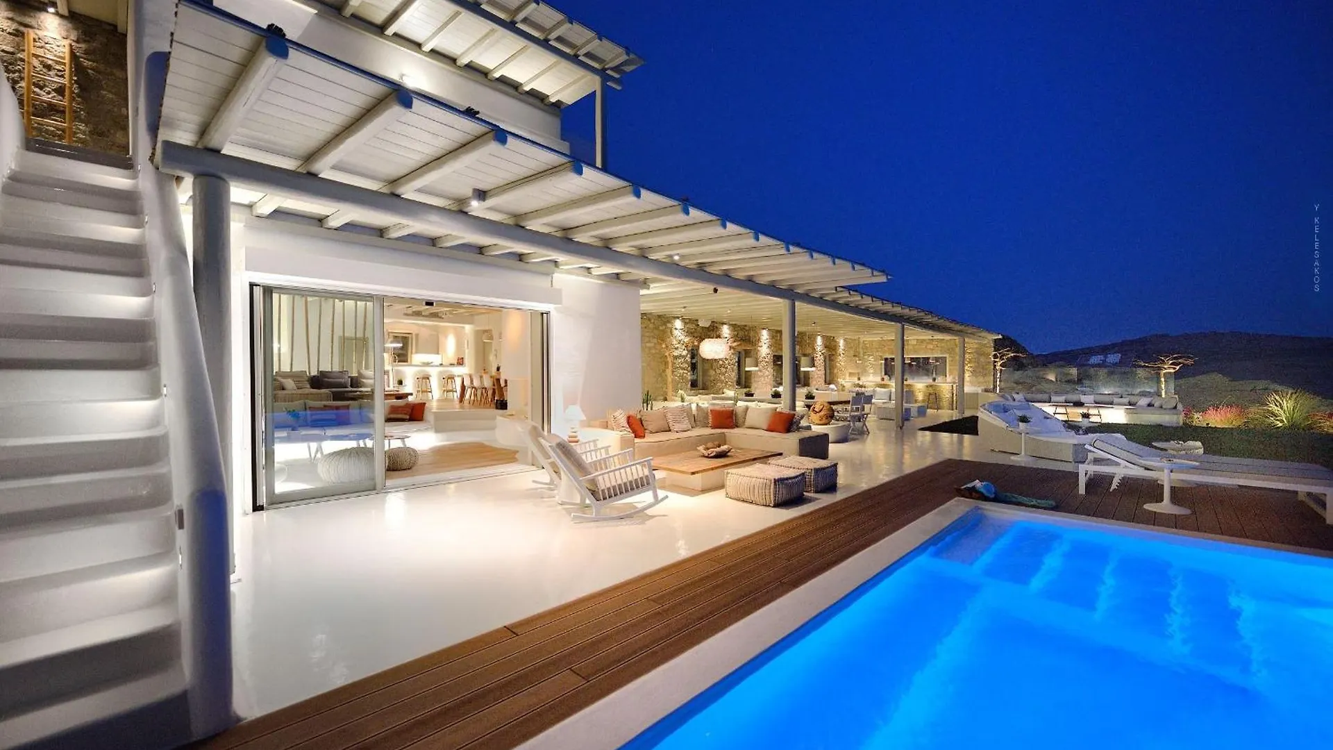 Outstanding Mykonos Villa 6 Bedrooms Villa Agamemnon Sauna Jacuzzi Panoramic Sea Views Elia  0*, Elia (Mykonos)