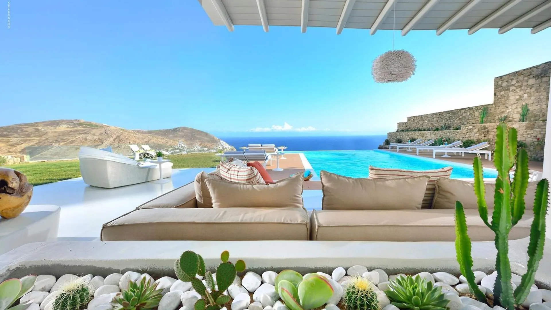 Outstanding Mykonos Villa 6 Bedrooms Villa Agamemnon Sauna Jacuzzi Panoramic Sea Views Elia  Elia (Mykonos)